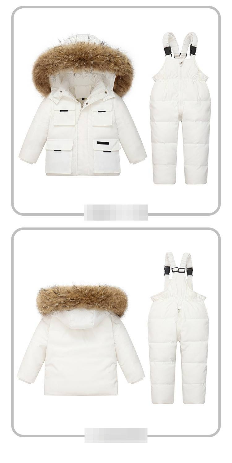 Premium Korean-Style Baby Down Jacket Set (1-6 Years) – Thickened Winter Outfit With Detachable Hood & Openable Crotch_voghion.com