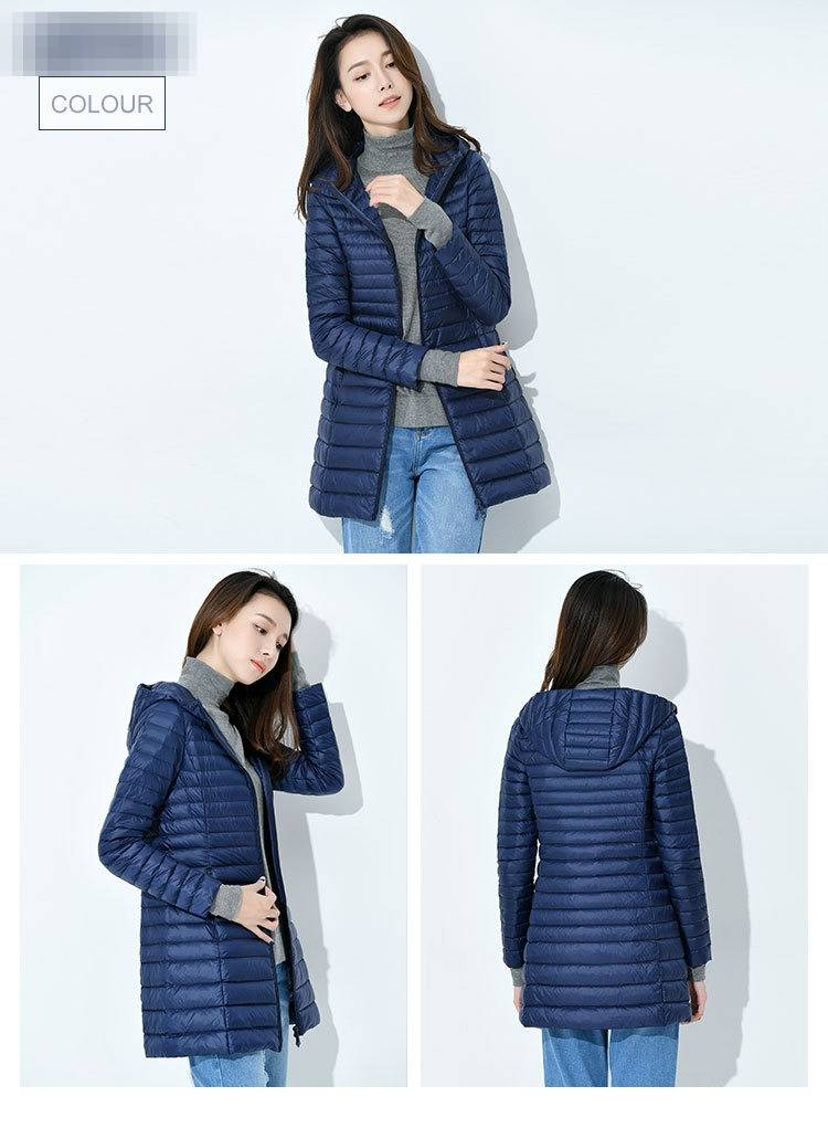 Women's Lightweight Down Jacket - Slim Fit Mid-Length Winter Coat With White Duck Feather, Stylish & Warm For Everyday Wear_voghion.com