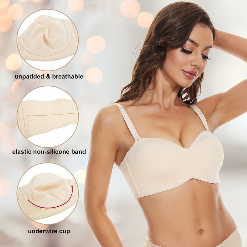 Women's Intimates Underwear Seamless Invisible Bra Detachable Gathering Thin Belt Steel Ring Large Size Chest Wrap_voghion.com