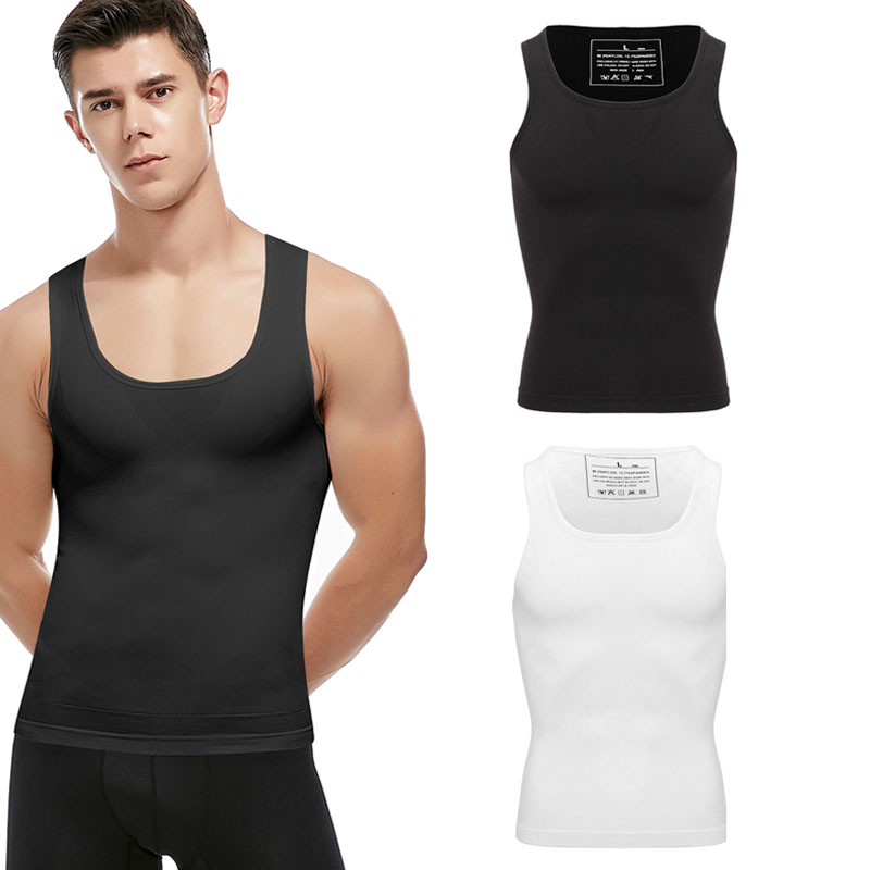 Shaper-compressieshirts voor heren Taille verminderen ondergoed Bodyshaper COMFREE Tummy Control Fiess bodysuit tanktops_voghion.com
