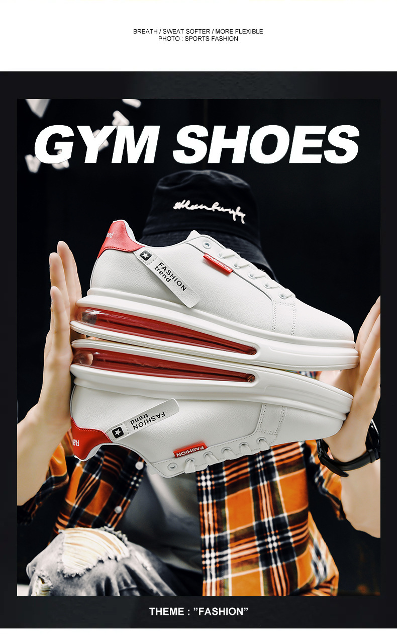 Primavera/estate Little White Versatile per studenti, suola spessa da uomo con cuscino d'aria, scarpe da ginnastica alte con punta tonda, casual_voghion.com