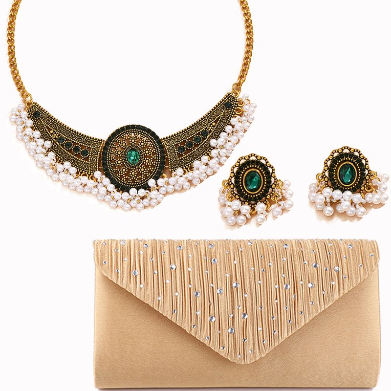 Women's Jewelry Set - Vintage Winged Diamond Drop Necklace And Earrings Trio For Evening Party, Elegant Boho Chic Statement Set (Multiple Colors )_voghion.com