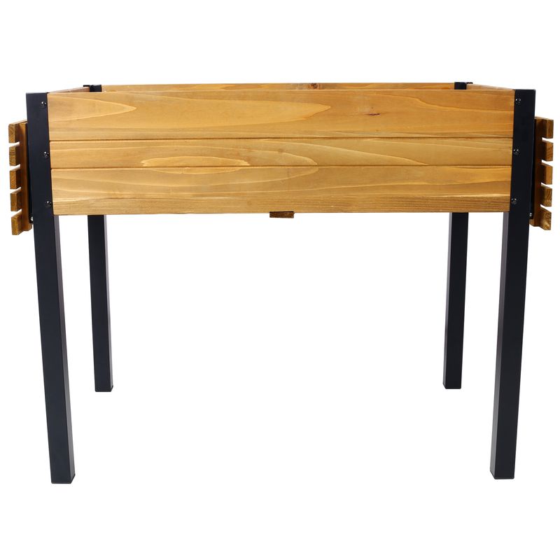 Raised Garden Bed, Metal Leg Wood Planter Boxes With Folding Storage Shelf,Elevated Planter Box For Growing Fresh Herbs, Vegetables, Flowers Great For Outdoor Patio, Deck, Balcony_voghion.com