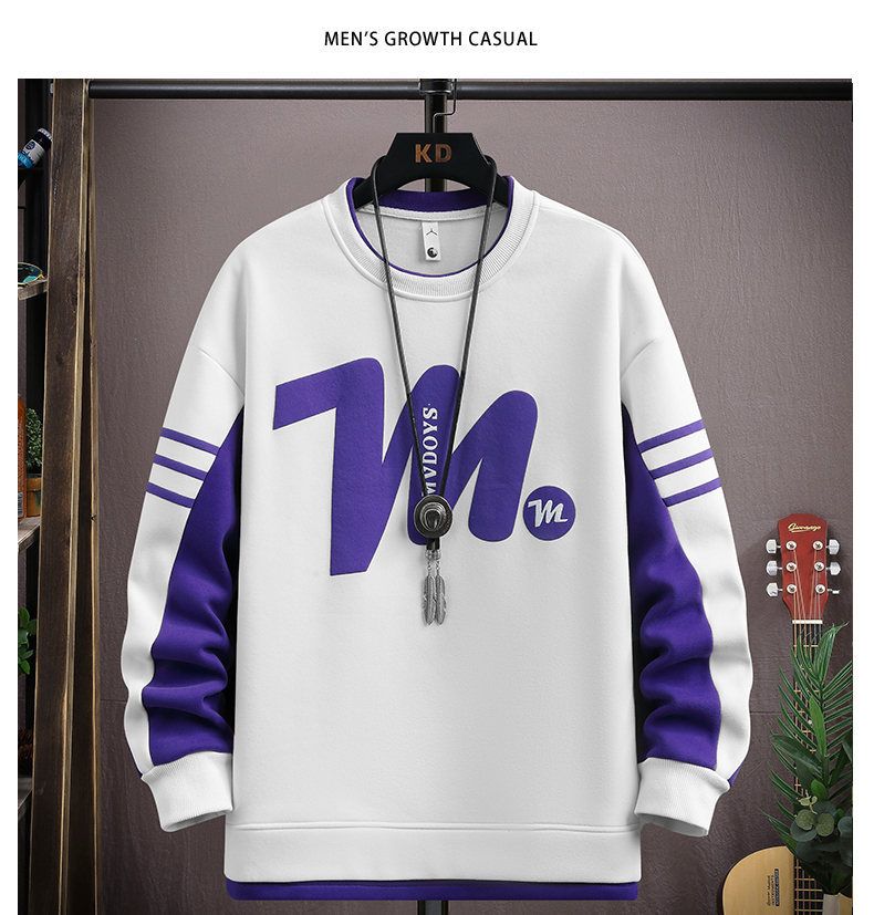 Herren-Sweatshirt mit Rundhalsausschnitt und schmaler Passform aus Baumwolle – Unverzichtbares Basic-Langarm-T-Shirt für lässige Streetwear_voghion.com