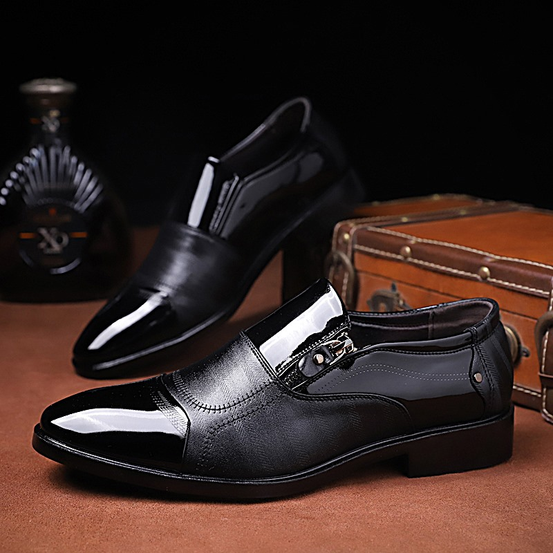 New High Quality Leather Men's Business Casual Leather Shoes, Formal Shoes, Pointed Low Top Shoes, Western Denim Versatile_voghion.com