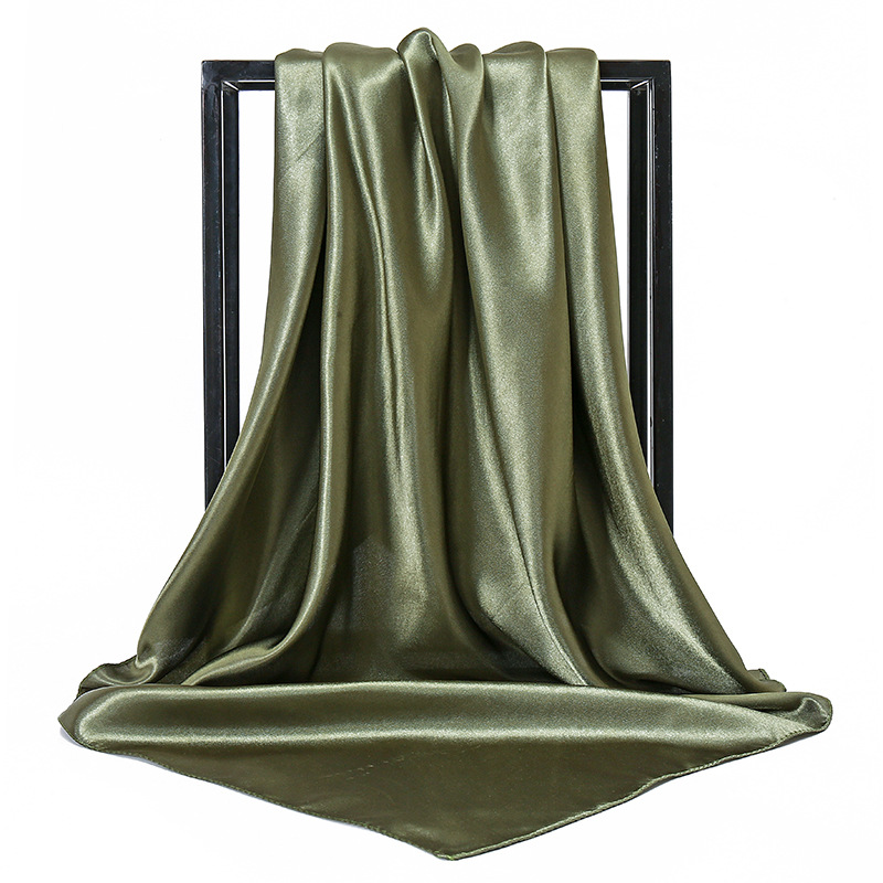Fashion temperament new satin women's pure color scarf imitation silk monochrome professional flight attendant square scarf_voghion.com