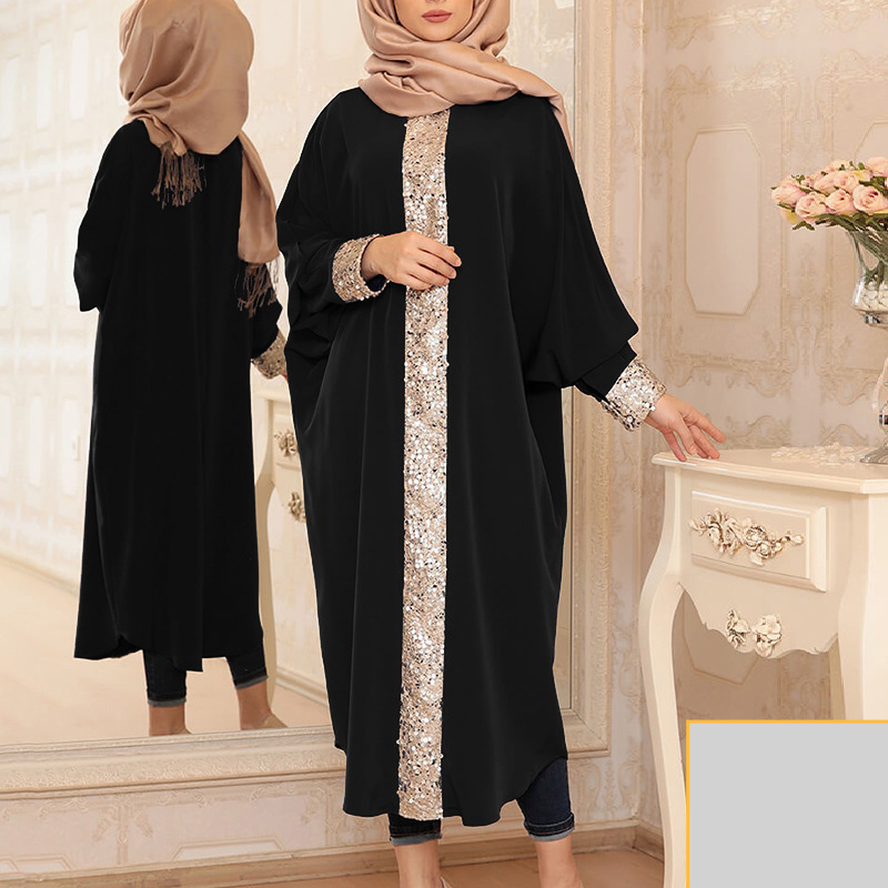 Women's Clothing Muslim Middle East retro print loose pullover large size dress_voghion.com