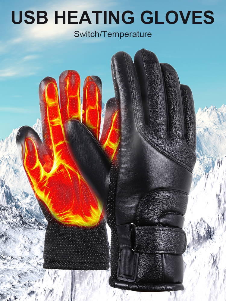 Winter Heated Gloves Unisex Electric Heated Gloves Waterproof Windproof Touch Screen USB Powered Heated Gloves_voghion.com