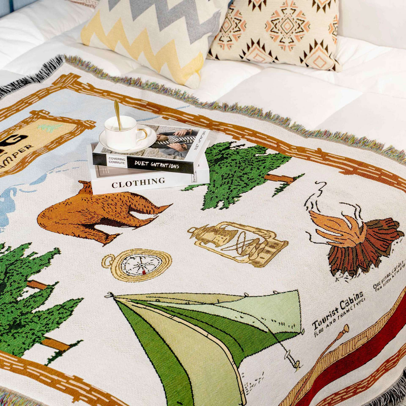 Outdoor Camping Picknick Matte Universal Reine Baumwolle Nickerchen Homestay Bett Ende Decke Sofa Abdeckung_voghion.com