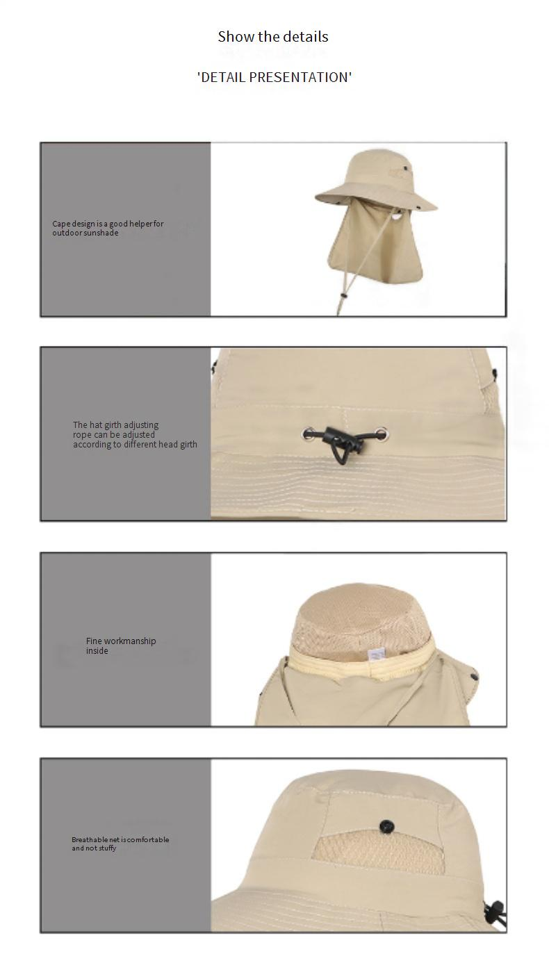 Kids Fisherman Hat With Detachable Neck Flap - Breathable & Foldable Sun Hat For Boys & Girls Outdoor Camping & Beach Activities_voghion.com