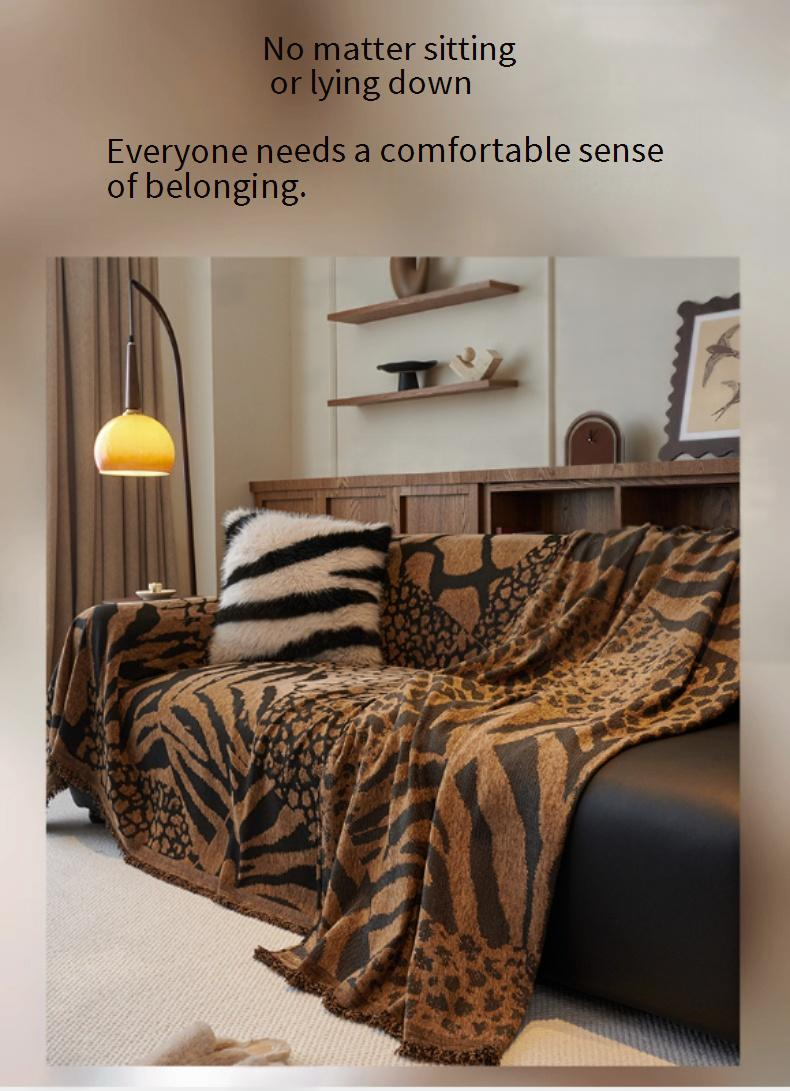 Vintage Chenille Sofa Cover - Reversible Abstract Floral Print, Full Coverage Protector For 1-4 Seater Couches (180x130cm To 180x460cm, Retro Brown)_voghion.com