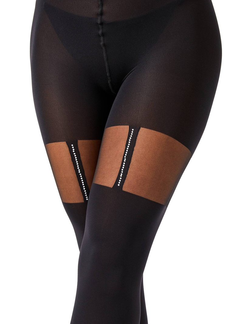 Unterwäsche & Nachtwäsche Fake-Strumpfband-Netzstrümpfe im japanischen Stil mit Strass-Stickerei – Sexy Strumpfhose mit hoher Taille für Damen, Schwarz, Einheitsgröße_voghion.com