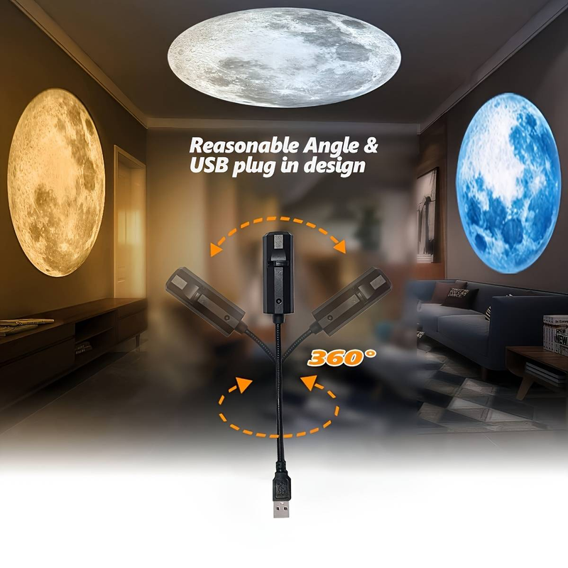 1 Stück Licht + 3 Stück Mondlicht-Stecker, Gelb, Weiß, Blau. USB-Schnittstellenstecker, LED-Projektionslicht, Schlafzimmer-Hintergrund, 360° drehbar, Halloween, Weihnachten_voghion.com
