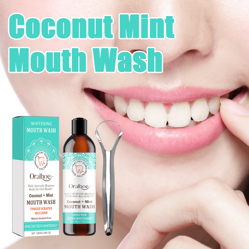 Oralhoe Coconut Mint Mouth Wash, Whitening Teeth Yellow Teeth Stains Tongue Coating Clean Fresh Breath Oral Care_voghion.com