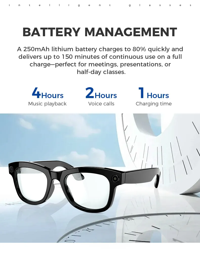 M01 Pro Smart Glasses 800-W-Pixel-Kamera 32G Datenschutz Bluetooth Musik/Audio-Video-Synchronisierung Freihändige HD-Aufnahme_voghion.com