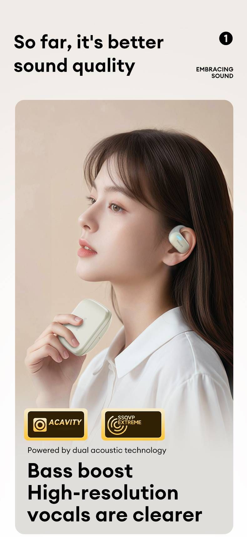 Original Philips TAT1769 OWS Wireless Bluetooth V5.4 Headphones Open-Ear Sports Headsets 3D Spatial Audio Technology Earphones_voghion.com