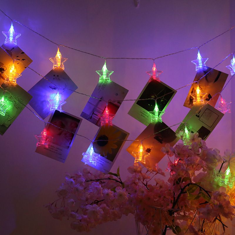 Luci a stringa con clip a stella - Luci fatate alimentate a batteria/USB con 8 modalità di illuminazione per Natale, matrimoni e sfondi fotografici_voghion.com