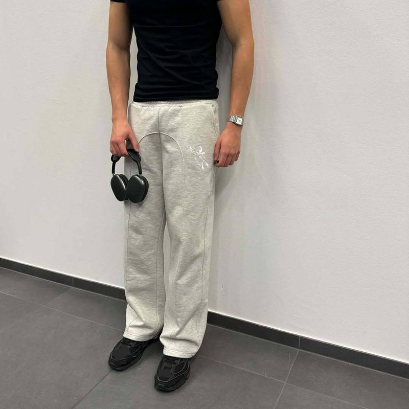 Herren-Jogginghose mit geradem Bein – Lässige Jogginghose mit entspannter Passform, knitterfreies Polyester, Grau (S/M/L/XL)_voghion.com