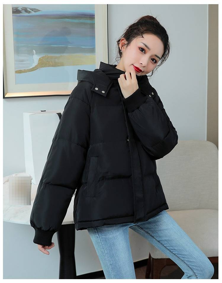 Kurze Damen-Steppjacke mit Kapuze, leichter, warmer Wintermantel für kleine bis große Größen, lässige Streetwear in 5 Farben_voghion.com