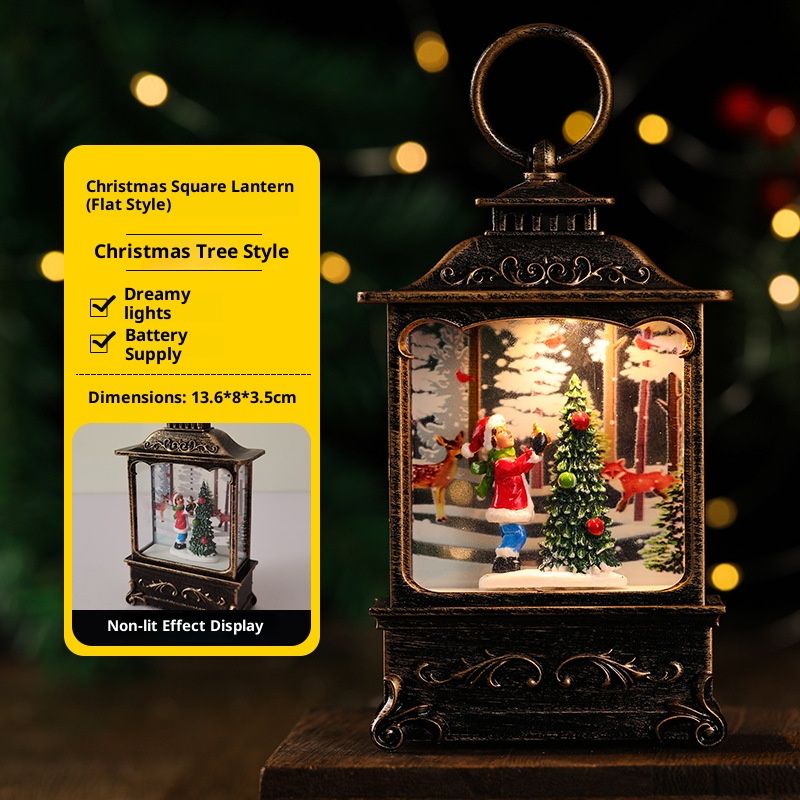 Christmas LED Water-Filled Lantern Decor - Santa, Reindeer, Angel & Kids Figurines - Vintage Bronze Tabletop Decoration For Holiday Tree_voghion.com