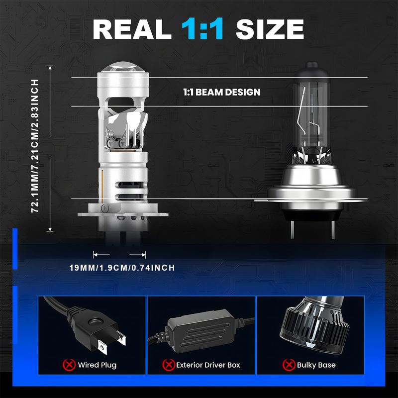 2 pezzi Fari a LED CANBUS Nessun errore Mini 1:1 LED H7 con lenti Luci Lampadina Auto Ricambi Accessori per automobili_voghion.com