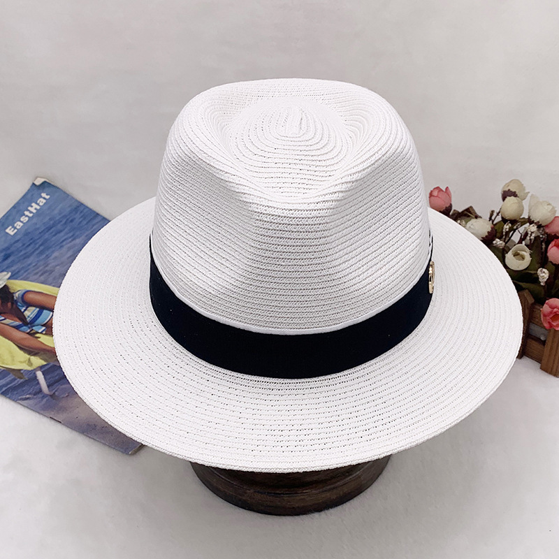 spring and summer new men's top hat Panama straw hat sun protection beach hat women's summer jazz hat trend_voghion.com