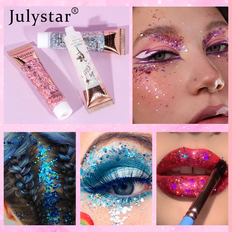 Colorful Makeup Mermaid Scale Gel Liquid Face Lip Dazzle Body Polarized Stage Sequins Eye Shadow_voghion.com