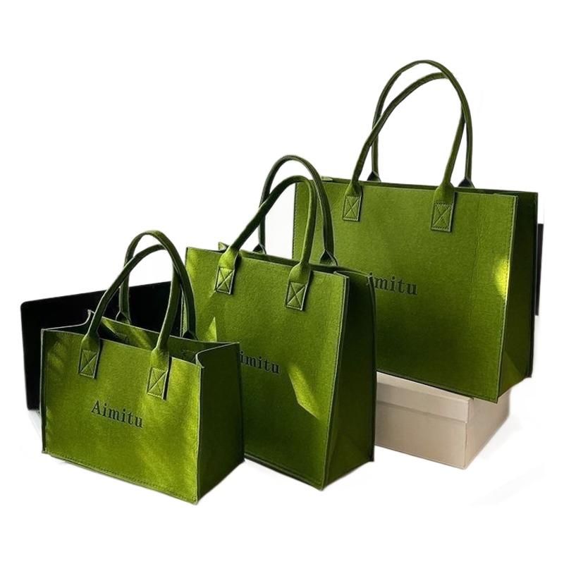 Felt Tote Gift Handbag Shopping Open Bag Thickened Customizable Ins Style Large Capacity_voghion.com