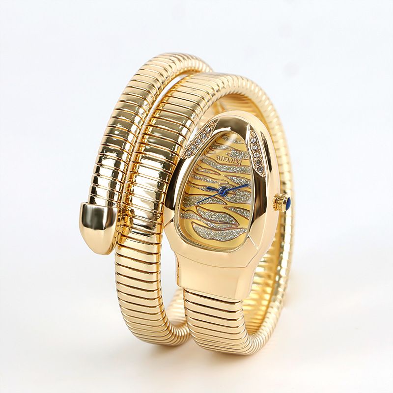 Slangvormig kwartshorloge, modieus, veelzijdig, prachtig, met diamanten bezette nis, artistiek horloge voor dames_voghion.com