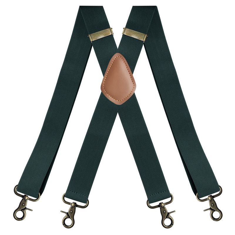VOOTHOST Vintage Suspenders For Men Work Heavy Duty Big Tall 3.5cm Wide X-Shape 4 Bronze Snap Hooks Adjustable Elastic Trouser Braces F0213_voghion.com