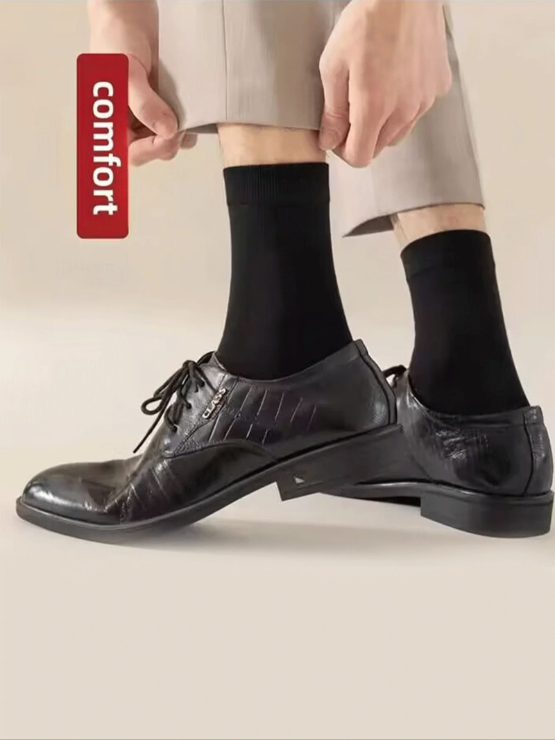 10 Paar Wadensocken für Herren Schwarze Business-Halbschaftsocken für Abendschuhe mit hohem Beinausschnitt Sportstrümpfe_voghion.com