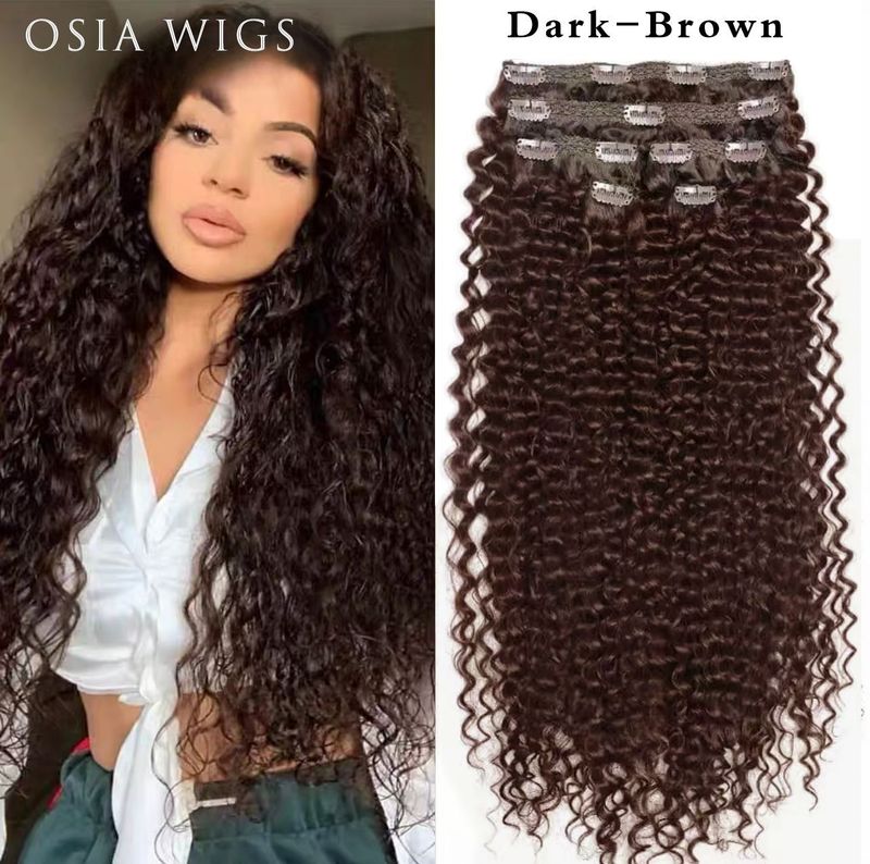 Hair Extensions Wigs Long Curly Hair 6 Piece Set Clip Hair Extensions Kinky Curl Fluffy Afro_voghion.com