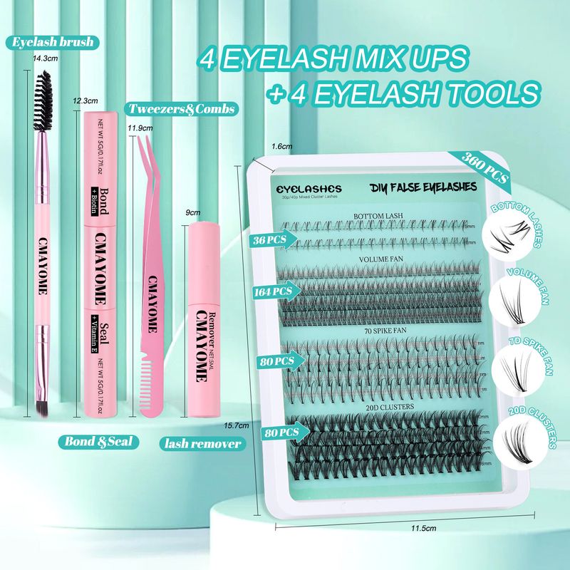 Großes Set mit segmentierten falschen Wimpern, gemischte untere Wimpern und natürliche einzelne Wimpernbüschel zum Selbermachen_voghion.com