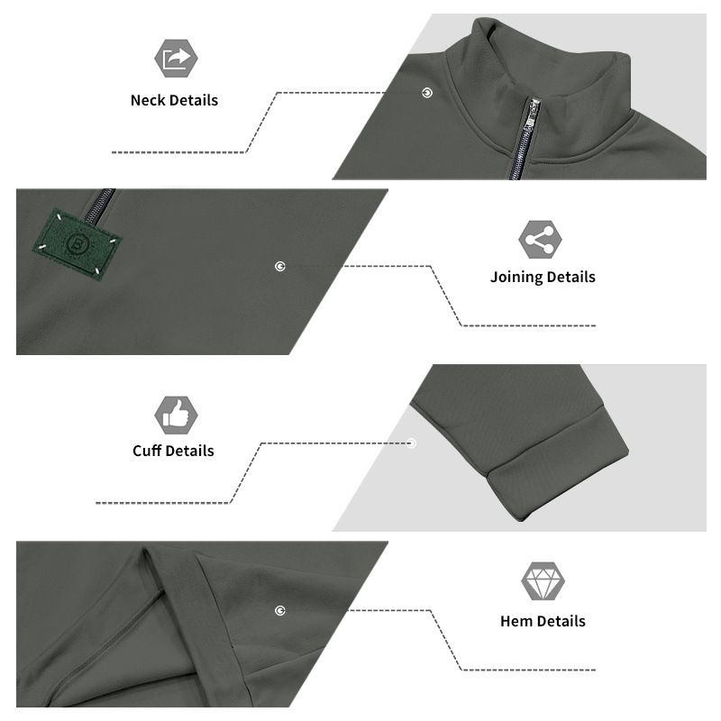 Felpa casual invernale da uomo con cappuccio, mezza zip, collo alto, foderata in pile e logo Tafle - Felpa con cappuccio dalla vestibilità comoda_voghion.com