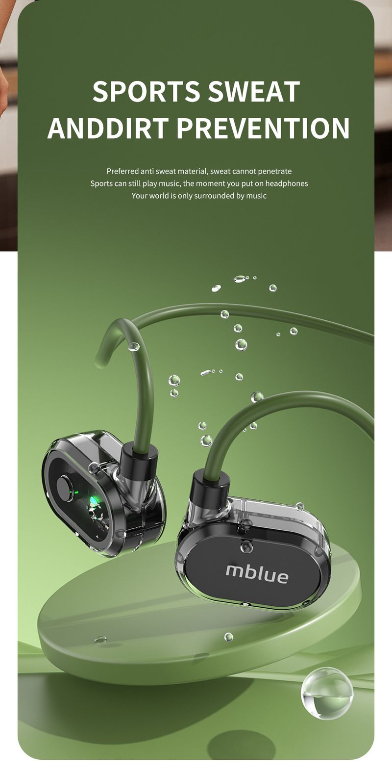 2025 New Meilan MblueH02 Bone Conduction Bluetooth Headset Wireless Ear-mounted Sports Running Neck-mounted_voghion.com