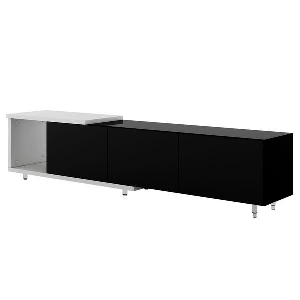 U-Can 70.1''-100'' Modern Stylish TV Stand TV Cabinet For 80+inch TV, White+Black, (Old SKU:WF299723AAB) Date Of Expected Arrival: 11.25_voghion.com