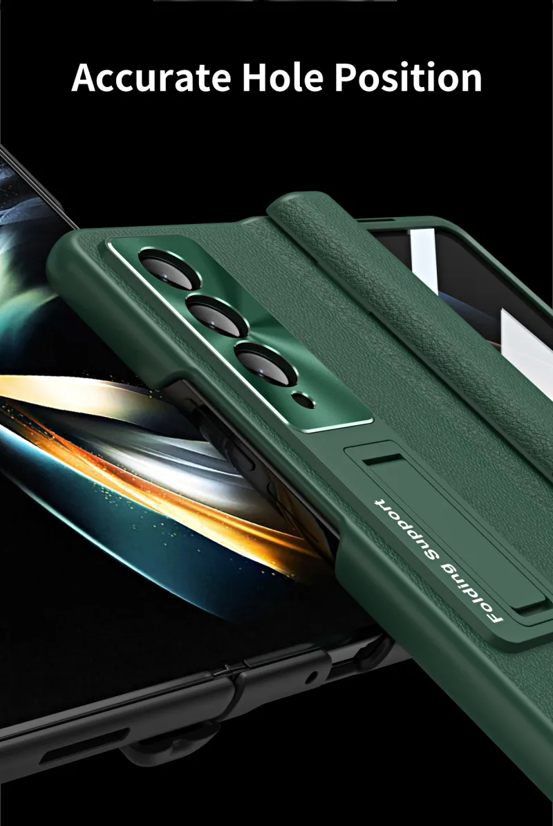 For Samsung Galaxy Z Fold5 4 3 Deksel Skallmembran Integrert Vanlig Lærbrakett Folding Hengsel Alt-inkludert_voghion.com