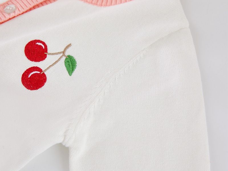 Cardigan in maglia ricamato per mamma e bambini, per bambine, in morbido cotone, a maniche lunghe, aperto sul davanti, per bambini piccoli (90-140 cm, bianco)_voghion.com