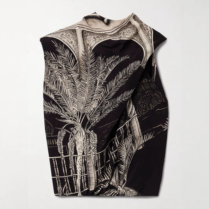 Completo due pezzi con gonna e top in raso stampato elegante da donna Ins_voghion.com