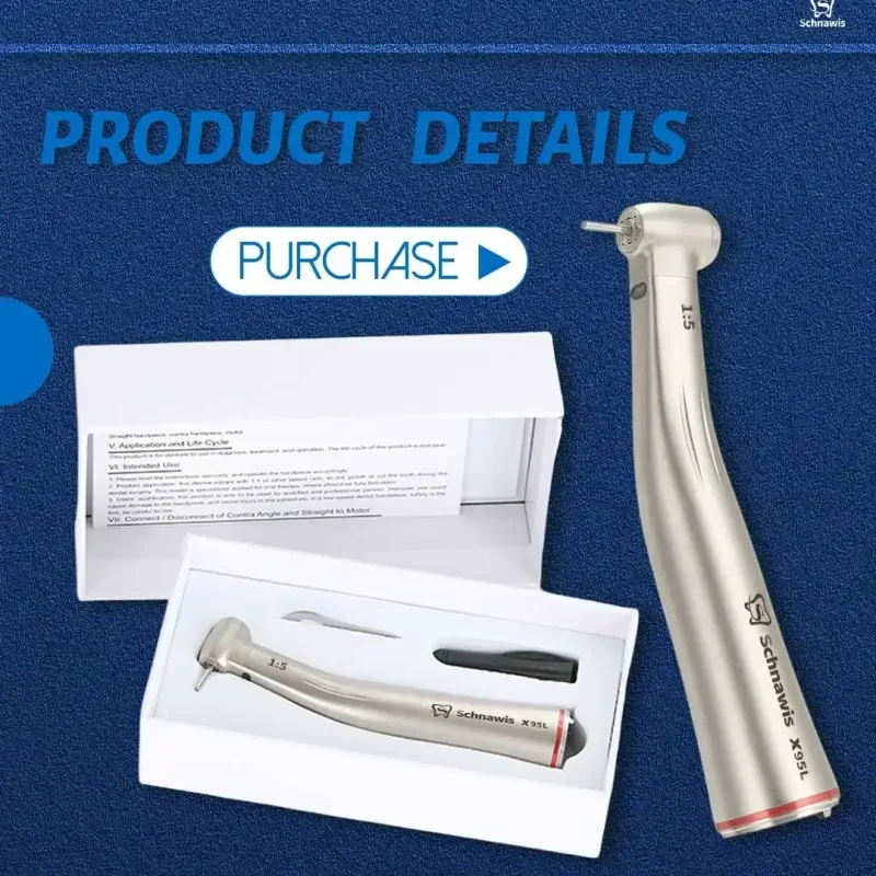 NSK Trykknap 1:5 Dental Kontravinkel Øger Hastighed Håndstykke Mini Hoved Ti Max X95L Indvendig Vandspray Rød Ring_voghion.com