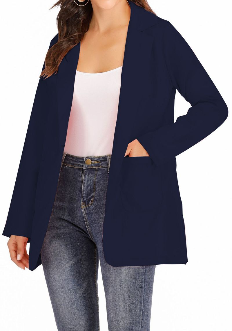 Dámské oblečení Nové jednobarevné módní ležérní oblekový límec Slim Cardigan Temperamentní sako s jedním knoflíkem pro ženy_voghion.com