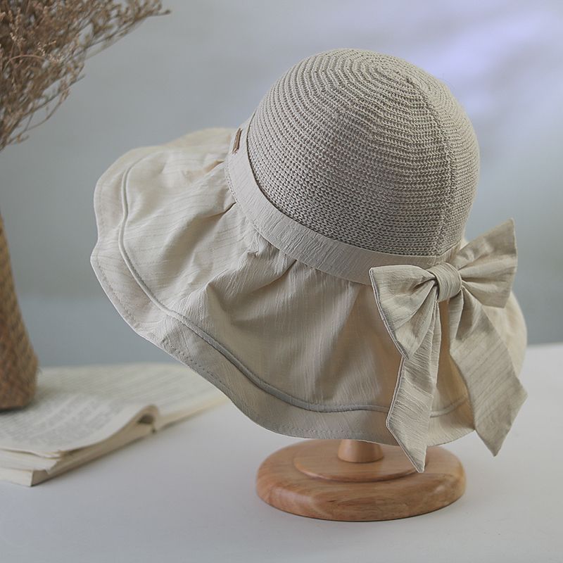Sombrero de sol con lazo y protección UV para mujer, para verano, con protección facial, para exteriores_voghion.com
