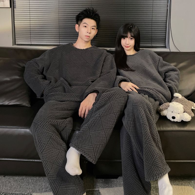 Felpa con cappuccio girocollo invernale 2024 in velluto jacquard grigio, ampia, semplice ed elegante, può essere superata dalle donne_voghion.com