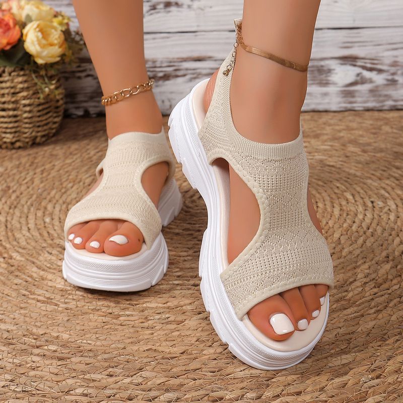 Sandali sportivi romani da donna, nuovi, coreani, con suola spessa, aperti e alla moda, casual, taglie forti, estivi 2025_voghion.com