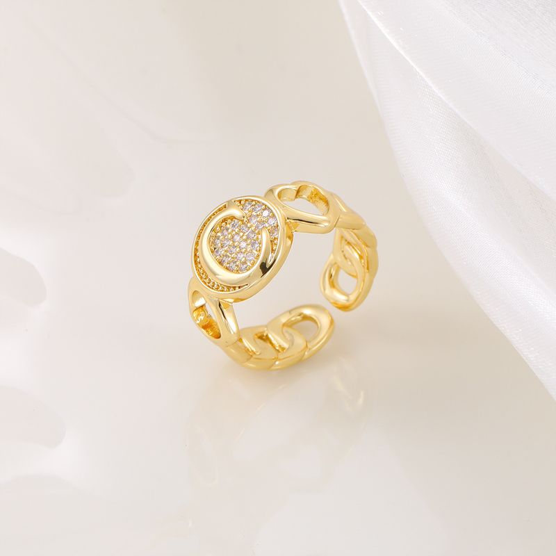 Neuer Herzbuchstabe aus echtem Gold mit eingelegtem Zirkonia und hochwertigem, personalisiertem Öffnungsring für Frauen_voghion.com