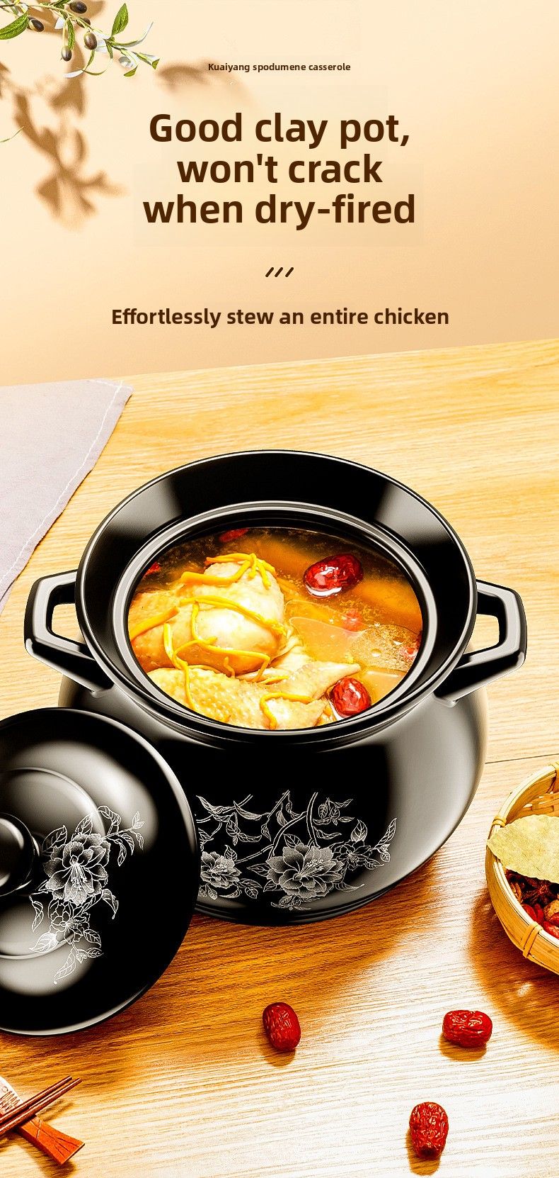 Auflauf-Eintopf, hitzebeständig, Keramik-Gasherd, offener Flamme, großer Tontopf für Suppen im Haushalt_voghion.com