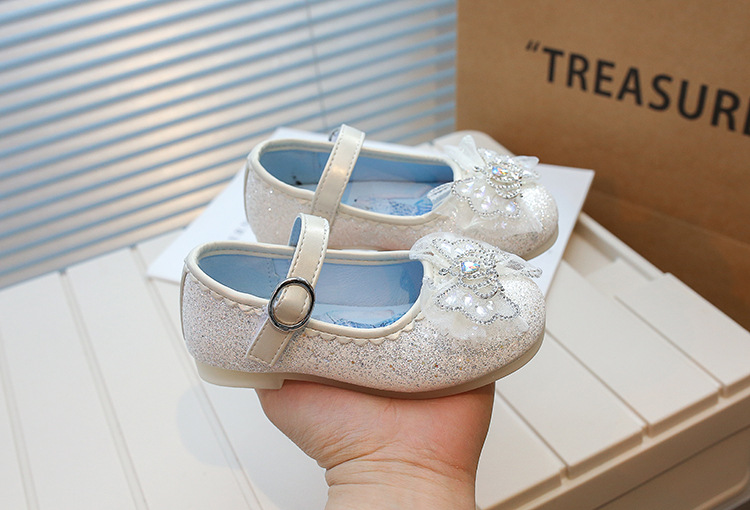 Elsa Crystal Princess 2024 Frühjahr Neue Schleife Kinder Baby Weiche Sohle Kleines Mädchen Wasser Diamant Schuhe_voghion.com