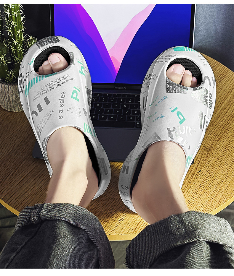 Sommer Straße Trendy Hausschuhe Fisch Mund EVA Zwei Farbe Dicke Unterseite Tritt Auf Scheiße Gefühl Sandalen Outdoor Erhöhen Strand Schuhe Männer_voghion.com