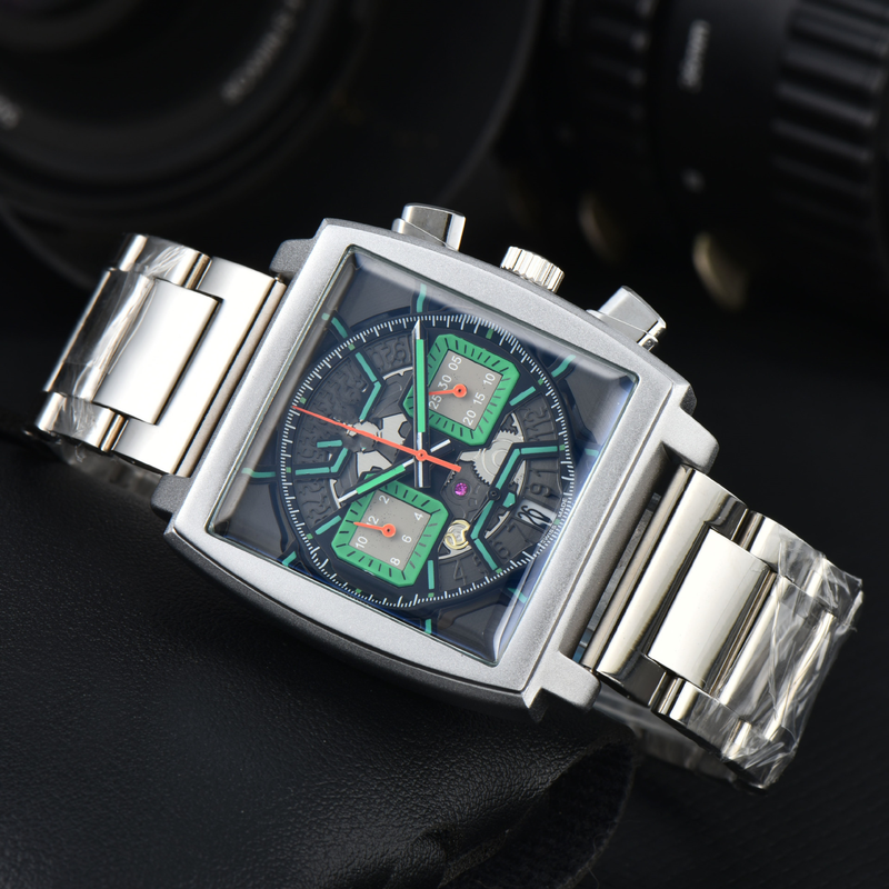 AliExpress Hot Sale Men's Square -pin Full-function Quartz Watch Two-color Strap Watch Factory Wholesale_voghion.com