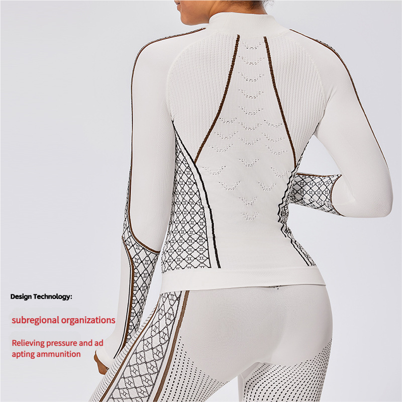 Camisa de esqui de secagem rápida para caminhadas ao ar livre, compressão, roupa íntima funcional, camada de base térmica respirável e que absorve o suor para mulheres_voghion.com